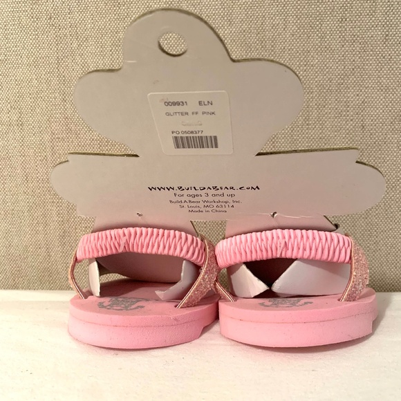 Build A Bear Pink Sparkly Glitter Sandals & Drawstring Backback Tote Bag - Picture 5 of 9